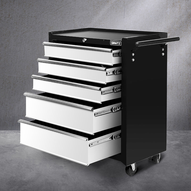 Giantz 5 Drawer Mechanic Tool Box Storage Trolley - Black & Grey - Sale Now