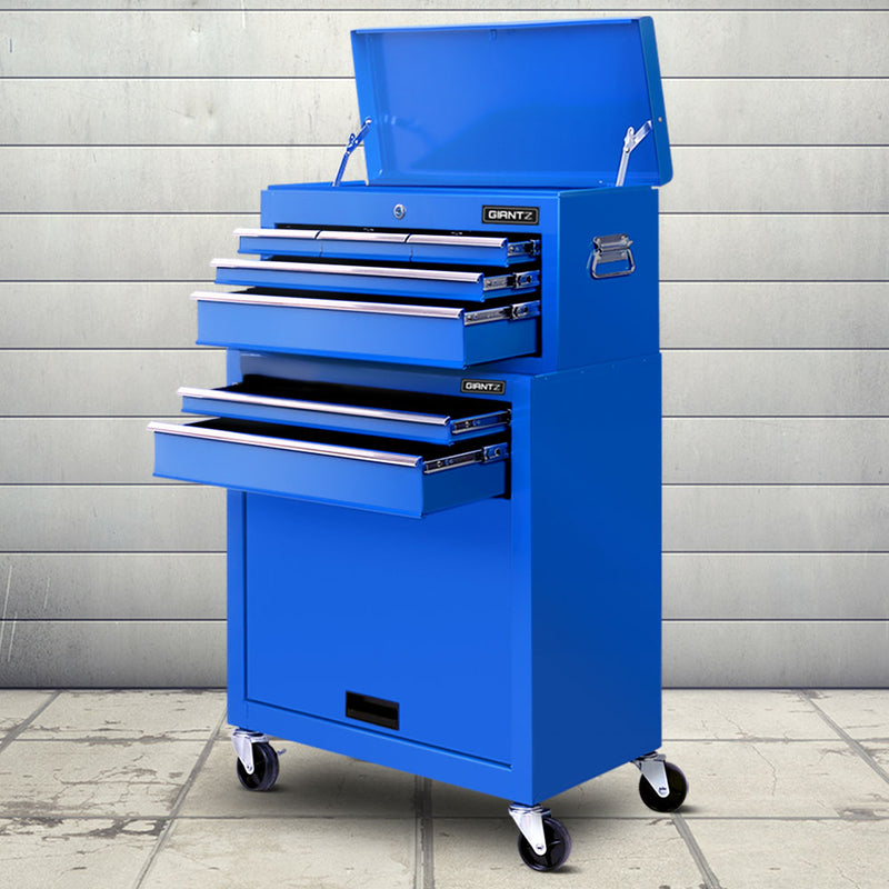 Giantz 7 Drawer Tool Box Cabinet Chest Storage Garage Toolbox Organiser Set Blue - Sale Now