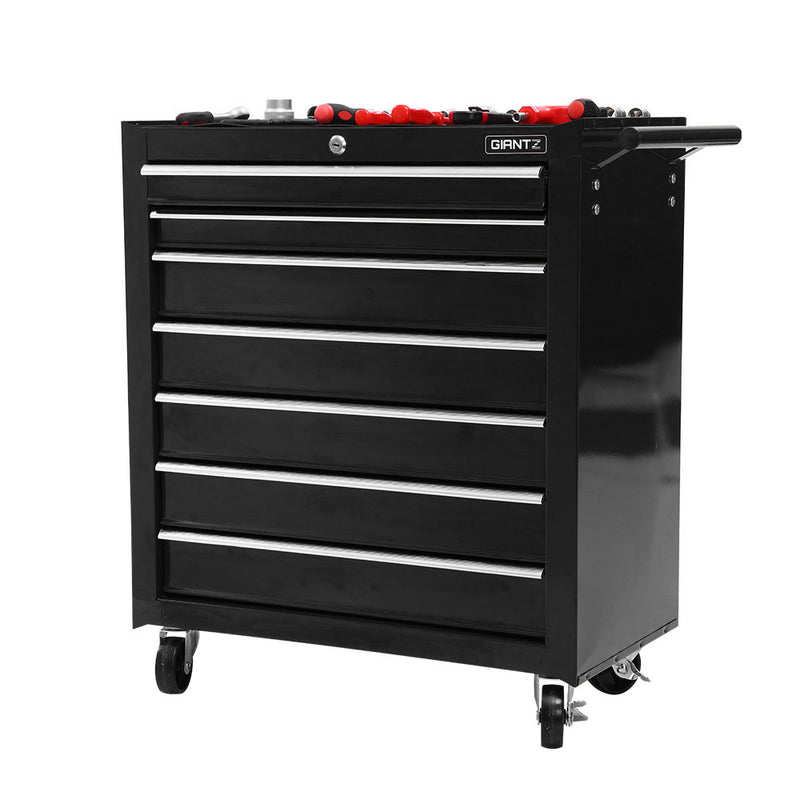 Giantz Tool Chest and Trolley Box Cabinet 7 Drawers Cart Garage Storage Black - Sale Now