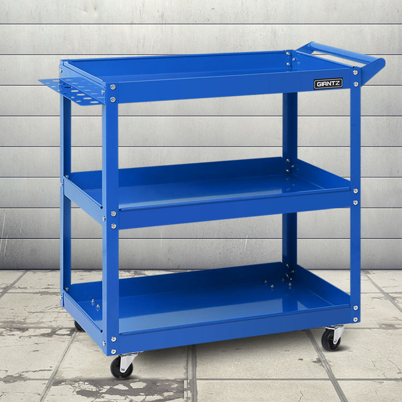 Giantz Tool Cart 3 Tier Parts Steel Trolley Mechanic Storage Organizer Blue - Sale Now