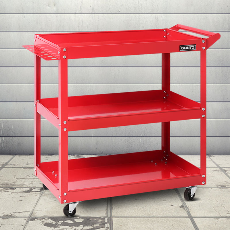 Giantz Tool Cart 3 Tier Parts Steel Trolley Mechanic Storage Organizer Red - Sale Now
