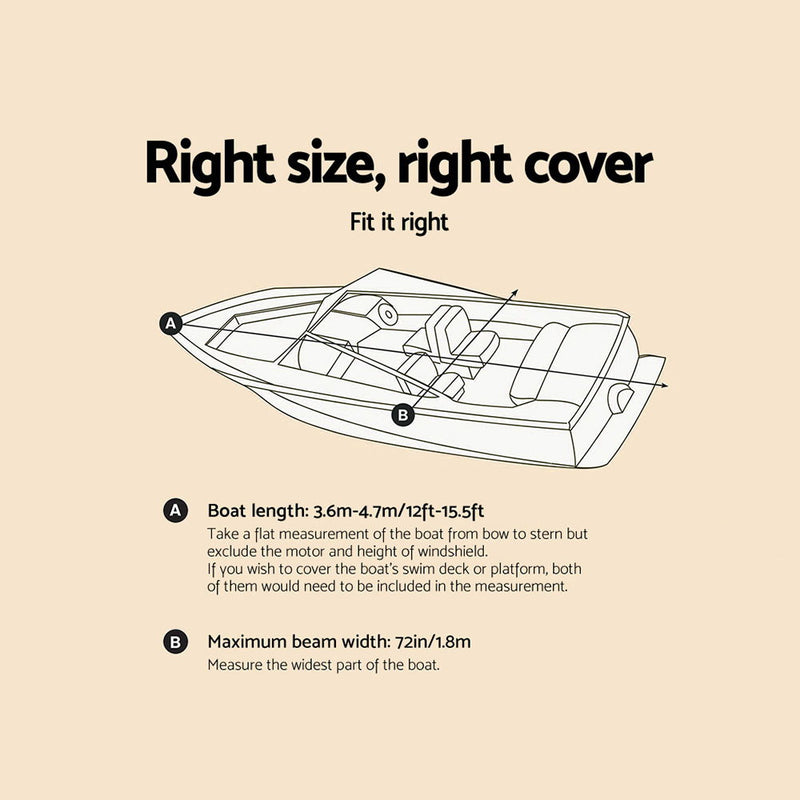 Seamanship Premium 12-15.5ft Boat Cover Trailerable Marine Grade Waterproof 600D - Sale Now