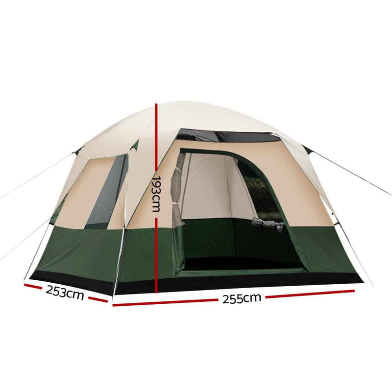 Weisshorn Family Camping Tent 4 Person Hiking Beach Tents Canvas Ripstop Green - Sale Now