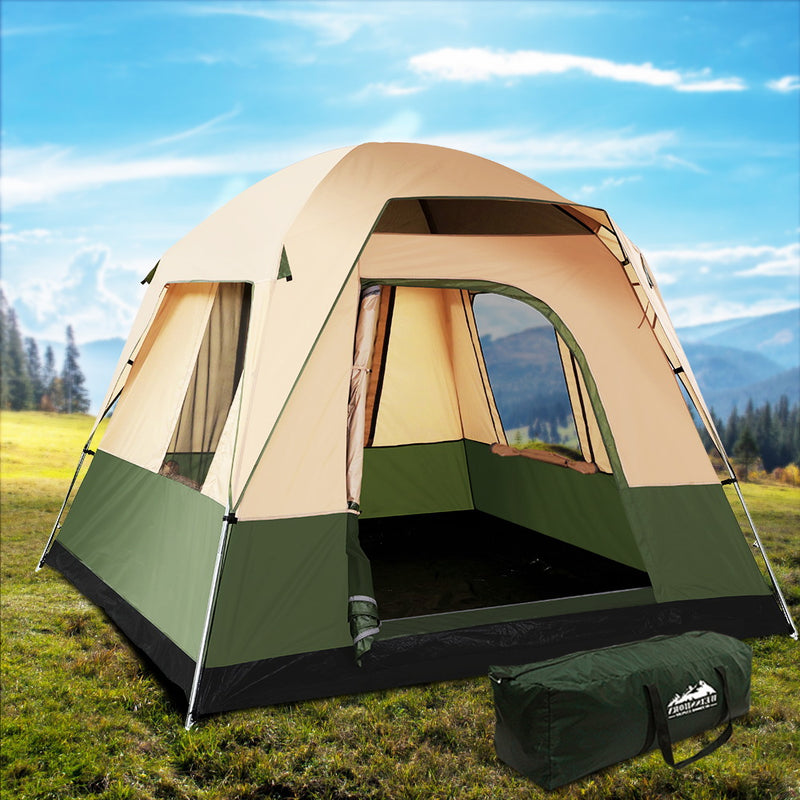 Weisshorn Family Camping Tent 4 Person Hiking Beach Tents Canvas Ripstop Green - Sale Now