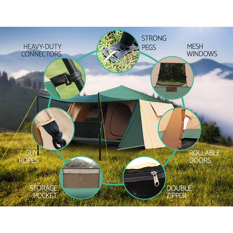Weisshorn Instant Up Camping Tent 8 Person Pop up Tents Family Hiking Dome Camp - Sale Now