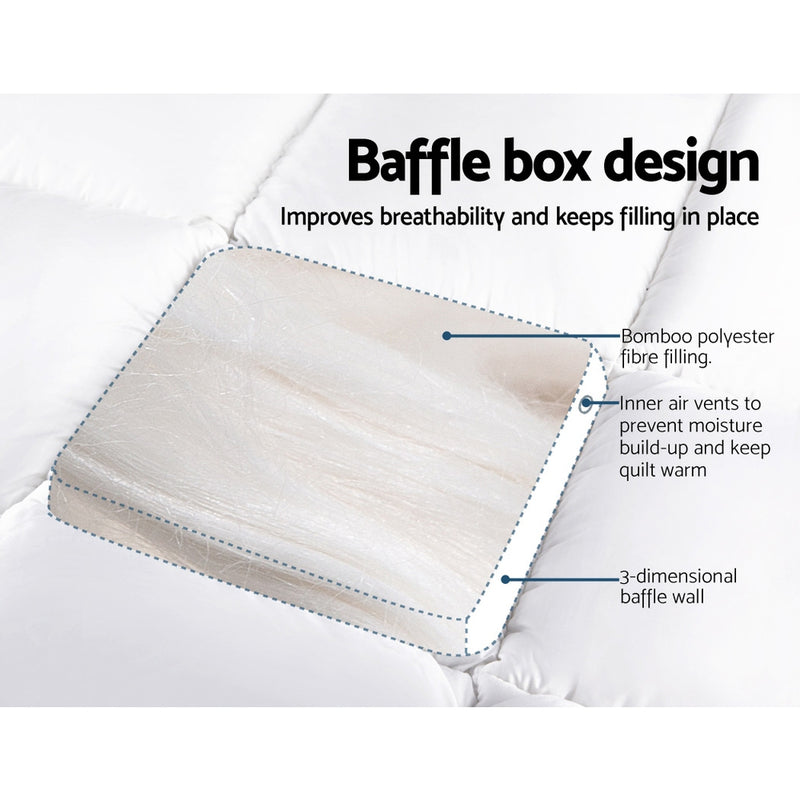 Giselle King Mattress Topper Bamboo Fibre Pillowtop Protector - Sale Now