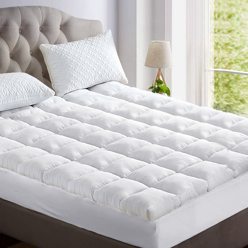 Giselle King Mattress Topper Bamboo Fibre Pillowtop Protector - Sale Now