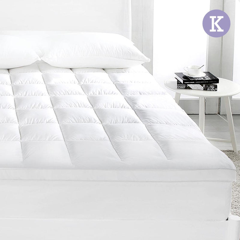 Giselle KING Mattress Topper Duck Feather Down 1000GSM Pillowtop Topper - Sale Now