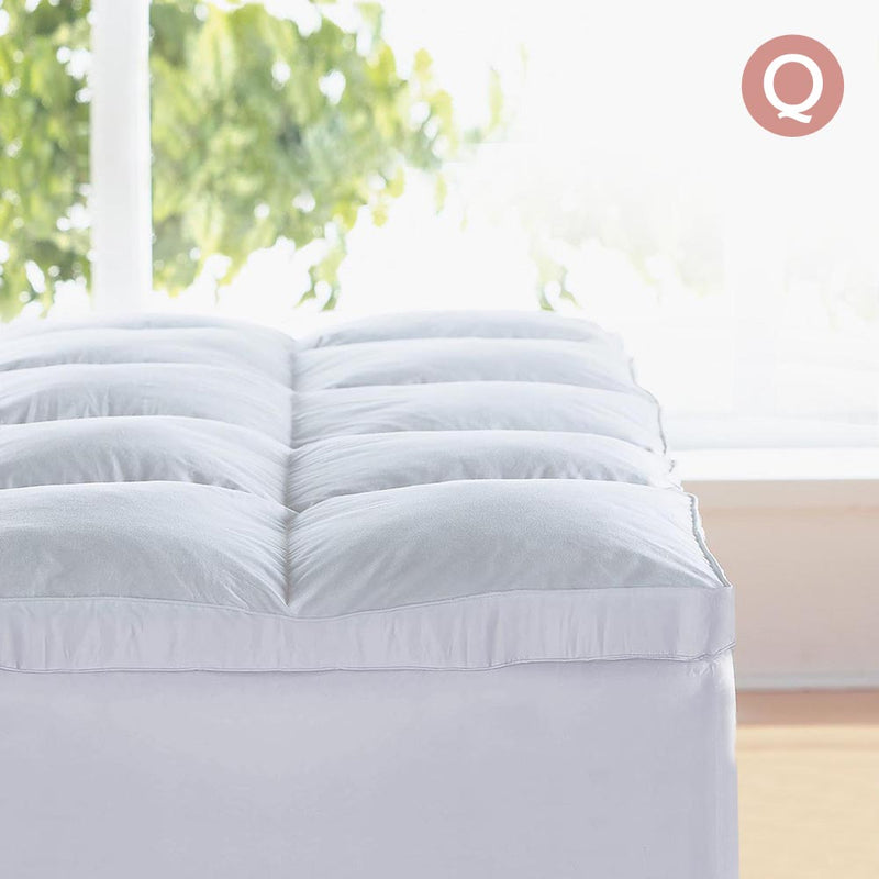 Giselle QUEEN Mattress Topper Goose Feather Down 1000GSM Pillowtop Topper - Sale Now