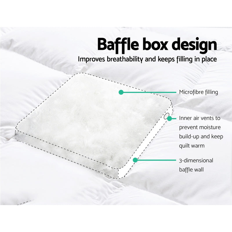 Giselle Double Mattress Topper Pillowtop 1000GSM Microfibre Filling Protector - Sale Now