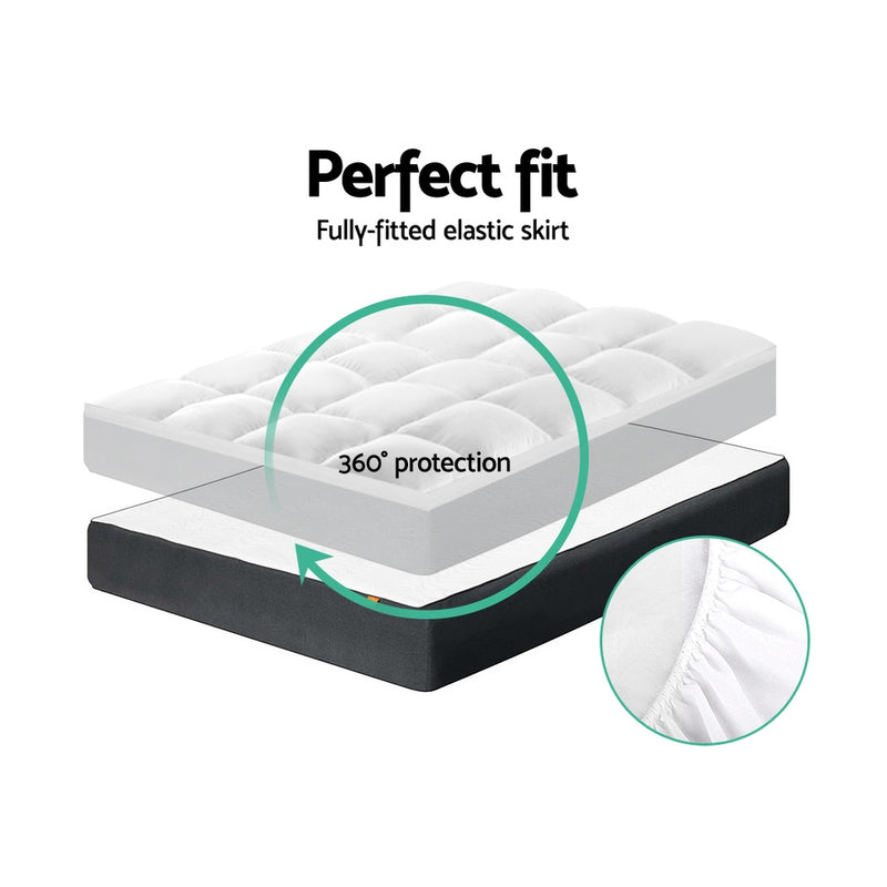 Giselle Queen Mattress Topper Pillowtop 1000GSM Microfibre Filling Protector - Sale Now