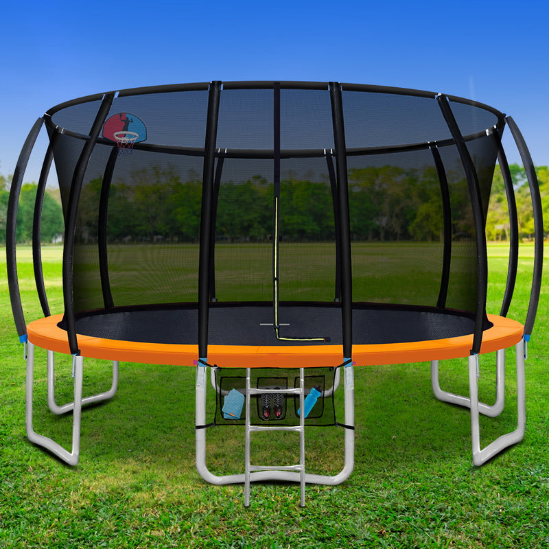 Everfit 16FT Trampoline Round Trampolines With Basketball Hoop Kids Present Gift Enclosure Safety Net Pad Outdoor Multi-coloured - Sale Now