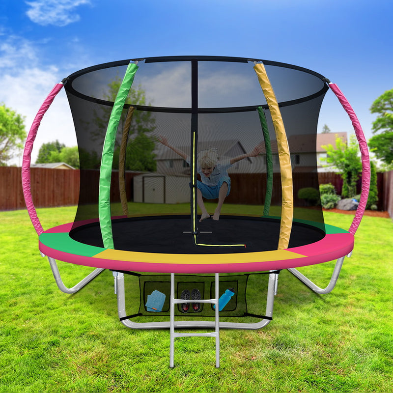 Everfit 8FT Trampoline Round Trampolines Kids Present Gift Enclosure Safety Net Pad Outdoor Multi-coloured - Sale Now