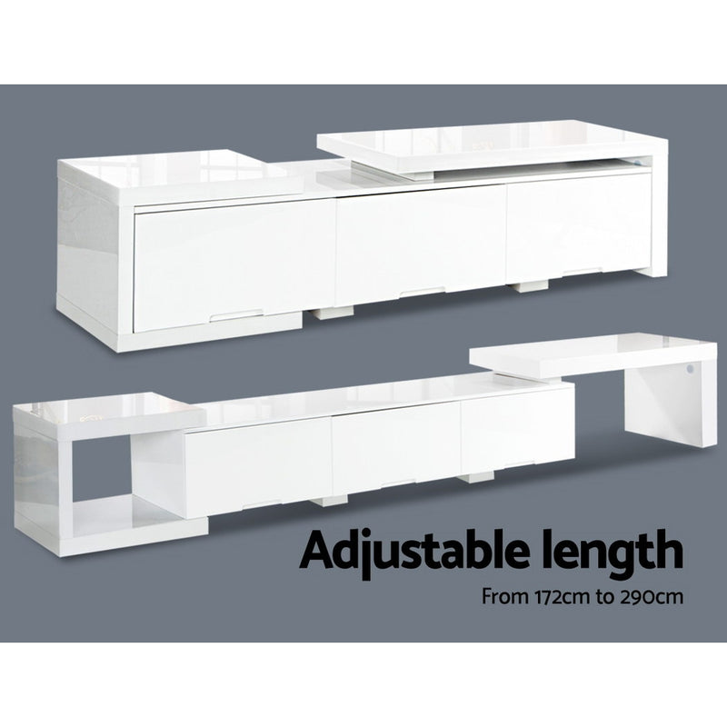 Artiss High Gloss Adjustable TV Stand Entertainment Unit - White - Sale Now