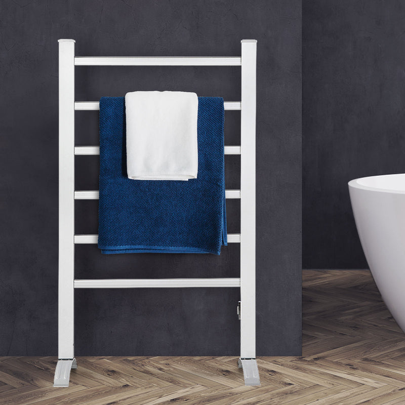 Devanti Electric Heated Towel Rail Rails Warmer Rack Aluminium Bar Bathroom - Sale Now