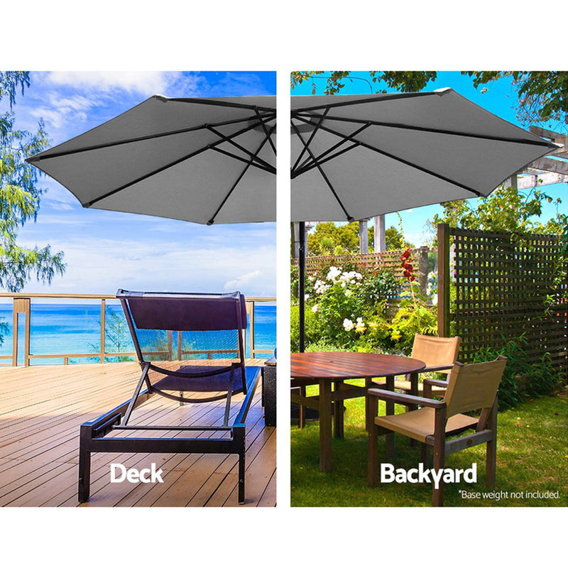 Instahut 3M Umbrella with 50x50cm Base Outdoor Umbrellas Cantilever Sun Stand UV Garden Grey - Sale Now