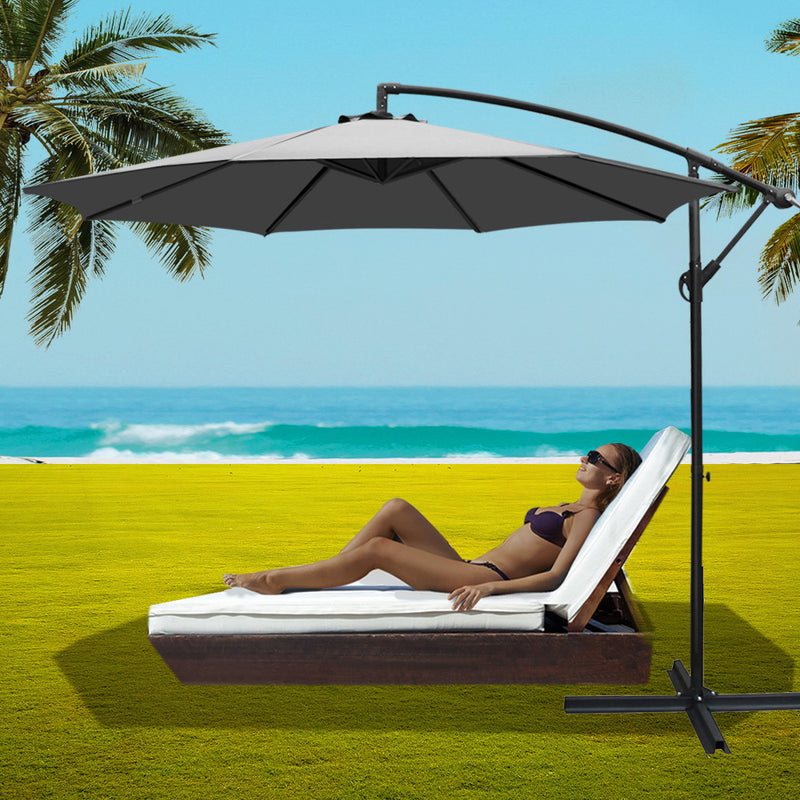 Instahut 3M Outdoor Furniture Garden Umbrella Grey - Sale Now