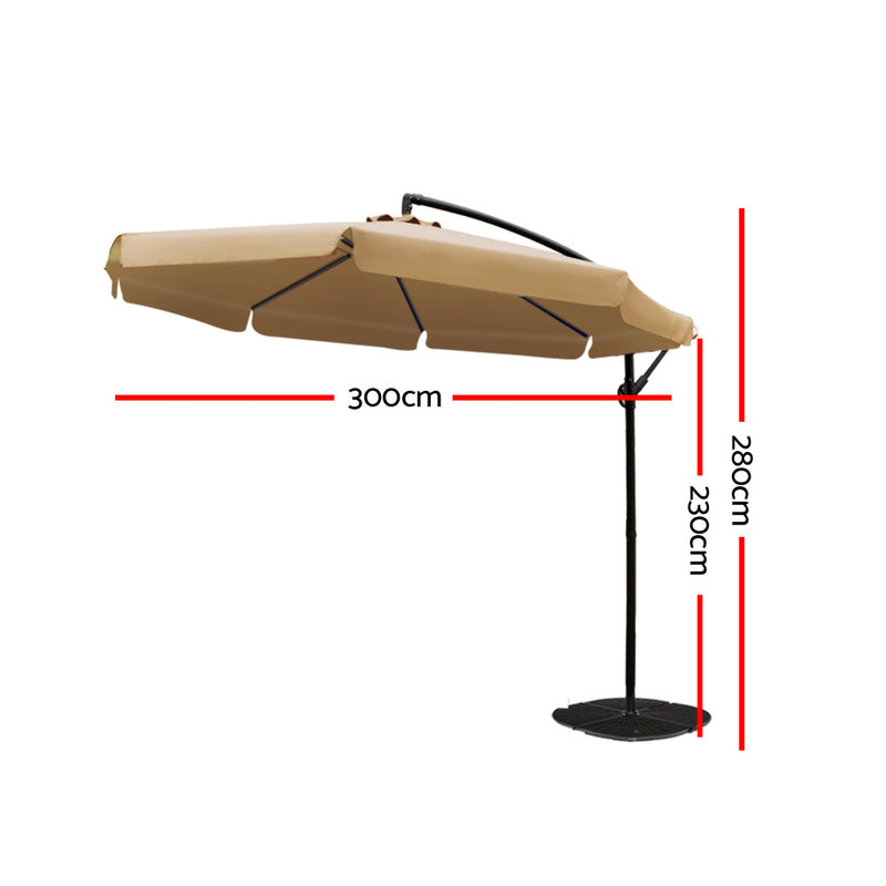 Instahut 3M Outdoor Umbrella - Beige - Sale Now