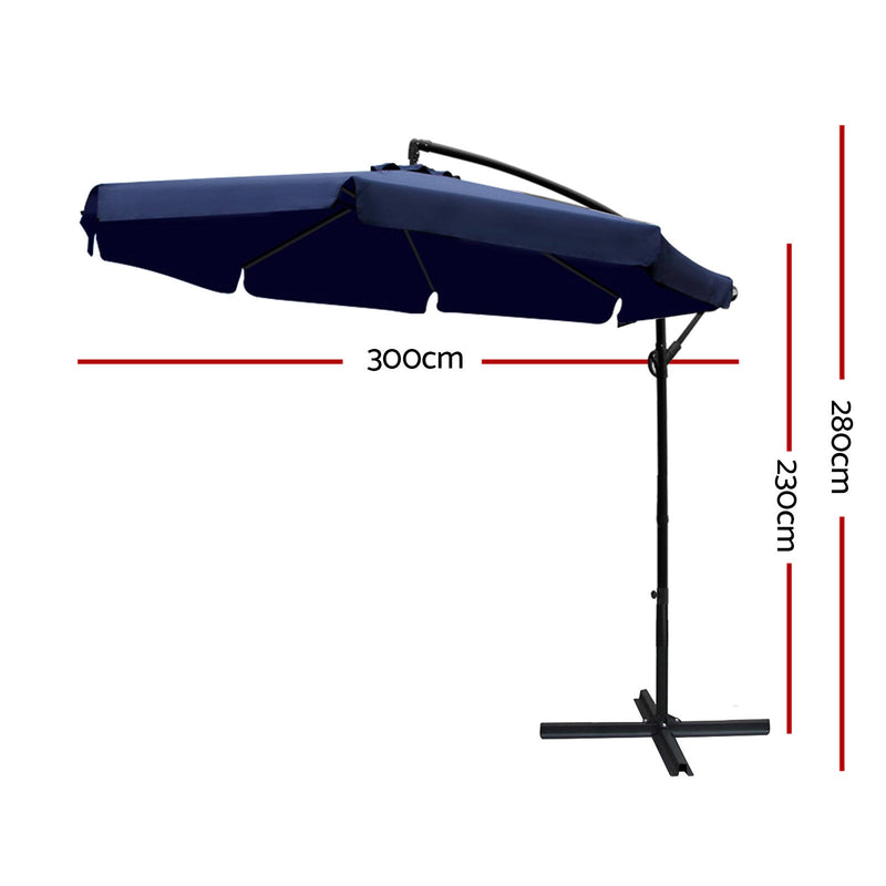Instahut 3M Outdoor Umbrella - Navy - Sale Now