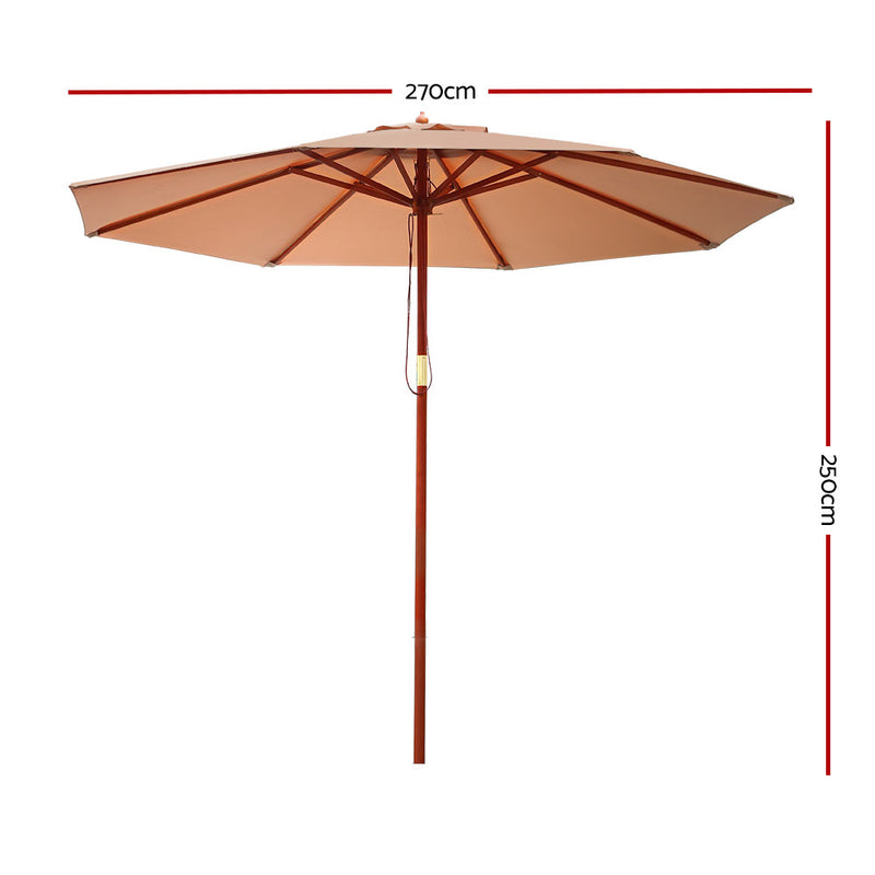 Instahut 2.7M Outdoor Pole Umbrella Cantilever Stand Garden Umbrellas Patio Beige - Sale Now