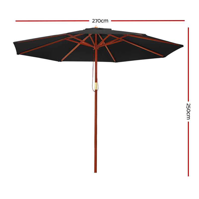 Instahut 2.7M Outdoor Pole Umbrella Cantilever Stand Garden Umbrellas Patio Black - Sale Now