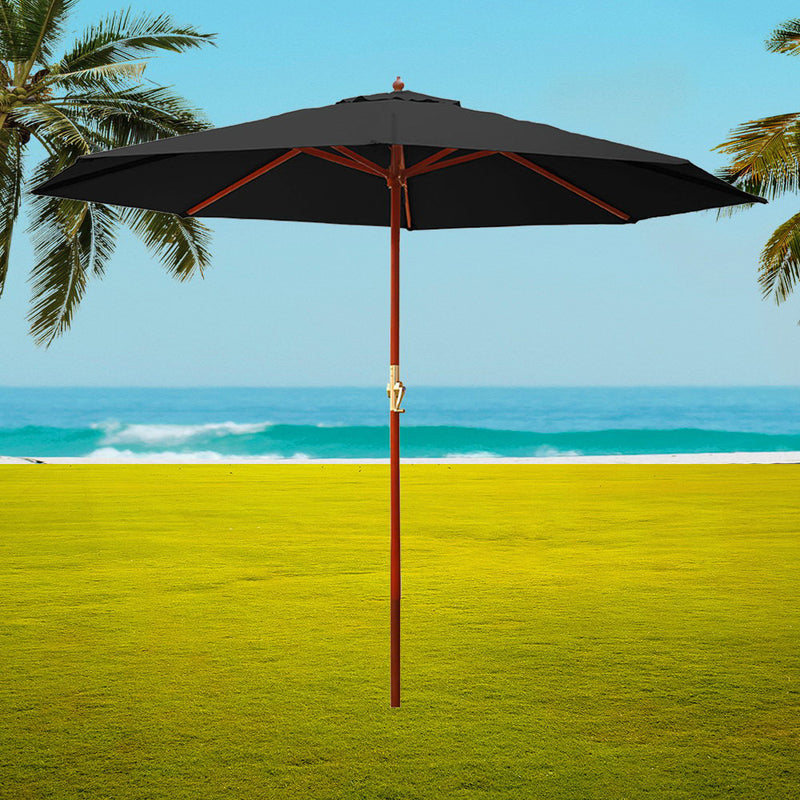 Instahut 3M Outdoor Pole Umbrella Cantilever Stand Garden Umbrellas Patio Black - Sale Now