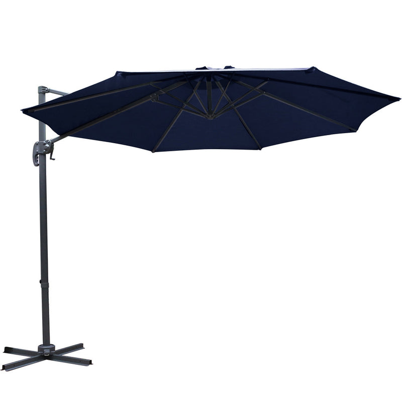 Instahut 3M Roma Outdoor Furniture Garden Umbrella 360 Degree Navy - Sale Now
