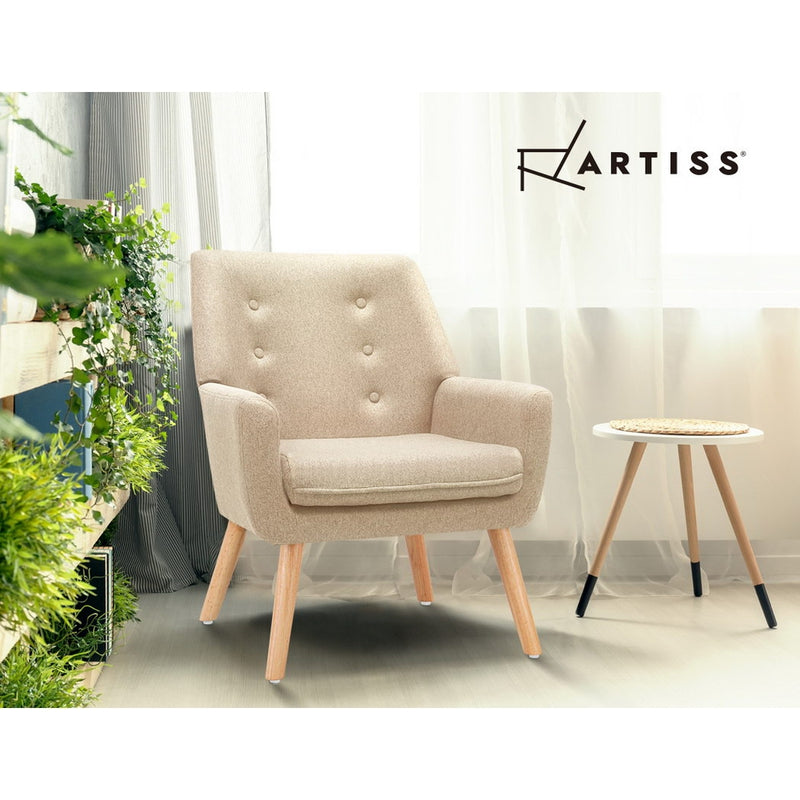 Artiss Fabric Dining Armchair - Beige - Sale Now