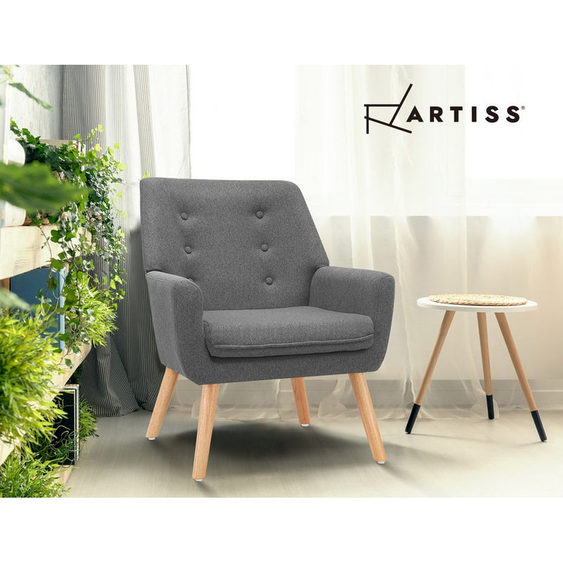 Artiss Fabric Dining Armchair - Grey - Sale Now