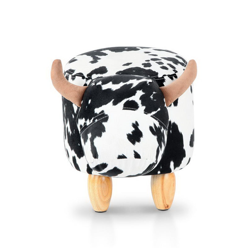 Keezi Kids Ottoman Foot Stool Toy Cow Chair Animal Foot Rest Fabric Seat White - Sale Now