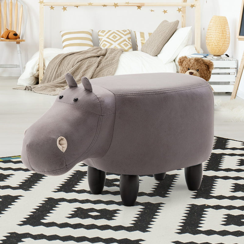 Keezi Kids Ottoman Foot Stool Toy Hippo Chair Pouffe Footstool Rest Fabric Seat - Sale Now