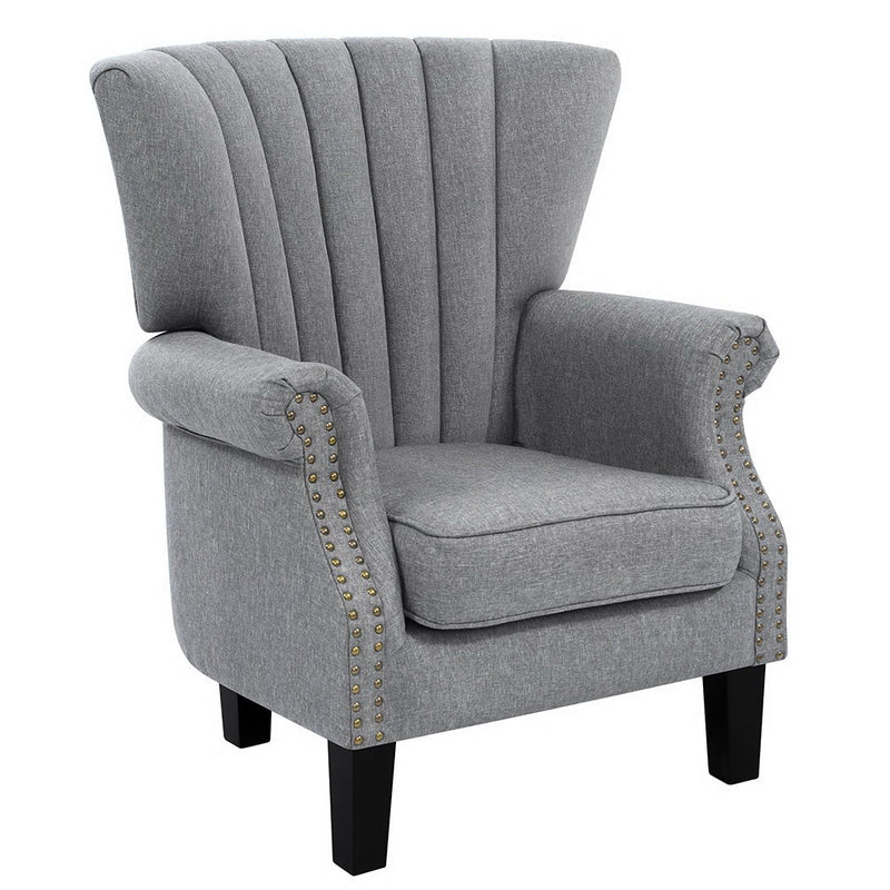 Artiss Upholstered Fabric Armchair Accent Tub Chairs Modern seat Sofa Lounge Grey - Sale Now