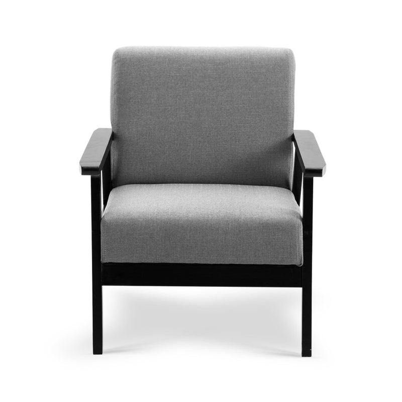 Artiss Fabric Dining Armchair - Black & Grey - Sale Now