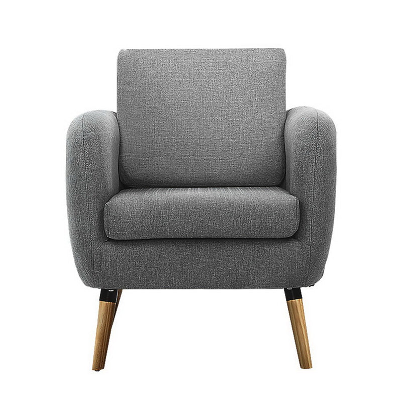 Artiss Lounge Chair Armchair with Ottoman Tub Accent Sofa Linen Fabric Grey - Sale Now