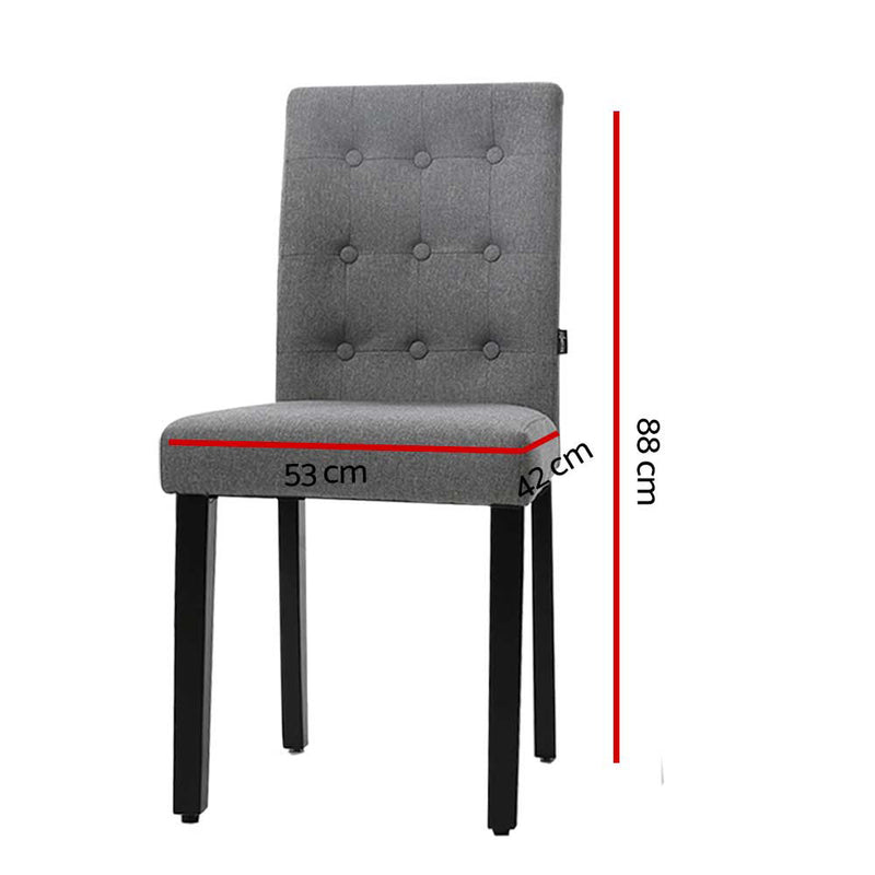 Artiss Set of 2 DONA Dining Chair Fabric Foam Padded High Back Wooden Kitchen Grey - Sale Now