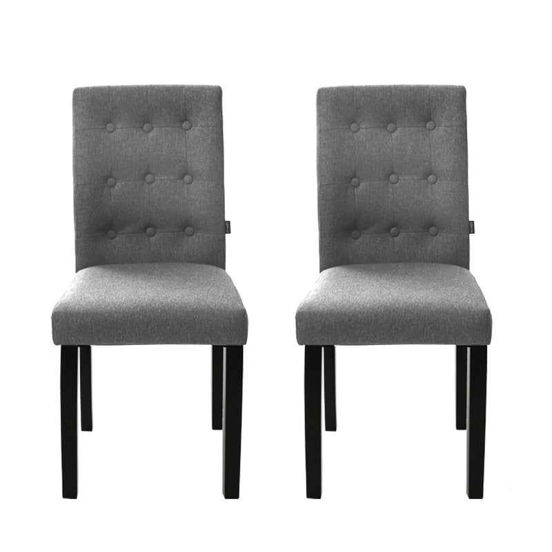 Artiss Set of 2 DONA Dining Chair Fabric Foam Padded High Back Wooden Kitchen Grey - Sale Now