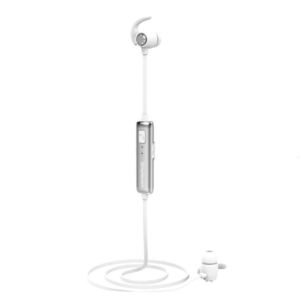 Simplecom BH310 Metal In-Ear Sports Bluetooth Stereo Headphones White - Sale Now