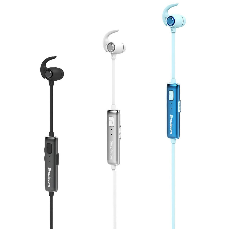 Simplecom BH310 Metal In-Ear Sports Bluetooth Stereo Headphones White - Sale Now