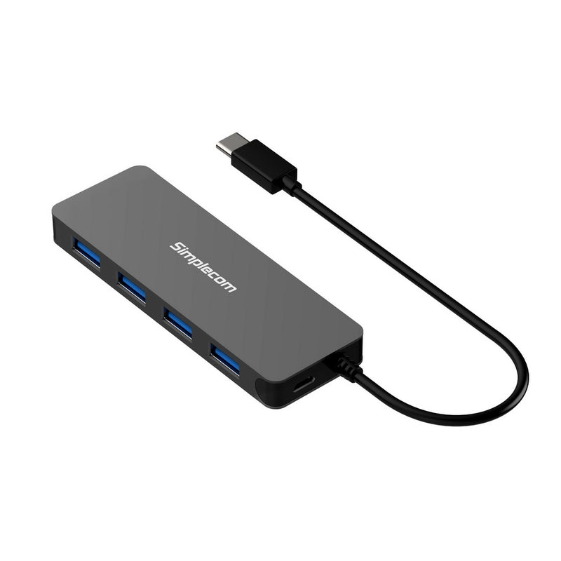 Simplecom CH320 Ultra Slim Aluminium USB 3.1 Type C to 4 Port USB 3.0 Hub Black - Sale Now