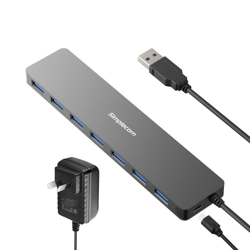 Simplecom CH372PS Ultra Slim Aluminium 7 Port USB 3.0 Hub with Power Supply