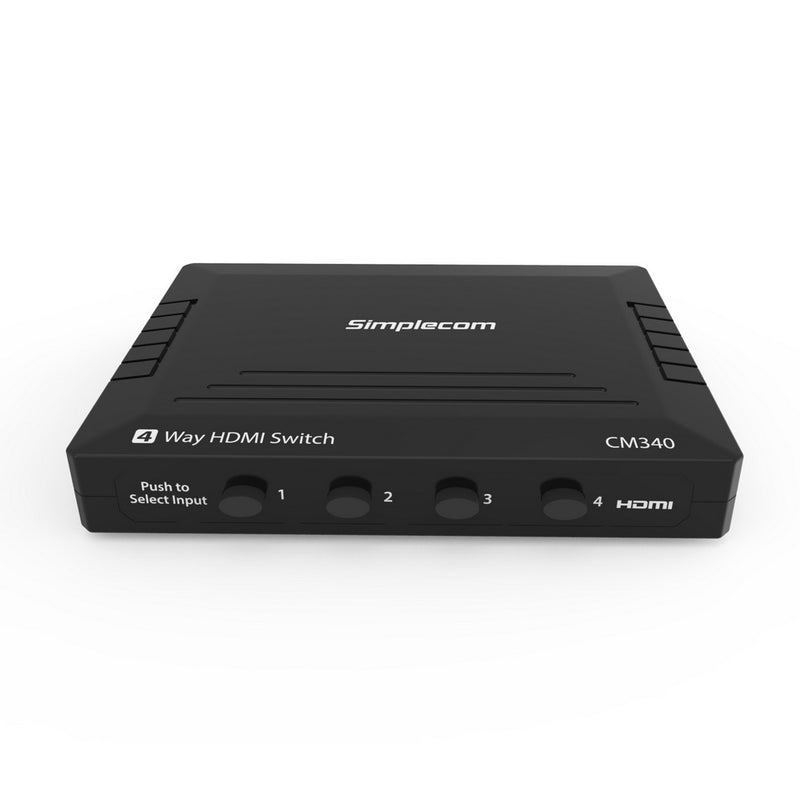 Simplecom CM340 Mechanical 4 Way Manual Push Button HDMI Switch Box 4 Port 4K UHD HDCP - Sale Now