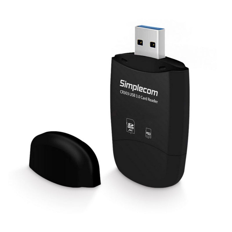 Simplecom CR303 2 Slot SuperSpeed USB 3.0 Card Reader with Dual Caps - Sale Now