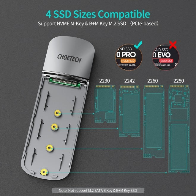 Choetech PC-HDE16 USB-C to M.2 B-Key Hard Drive Enclosure (10Gbps) - Sale Now