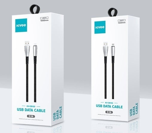 KIVEE CB103 Lightning Charging cable 1M Black/Silver - Sale Now