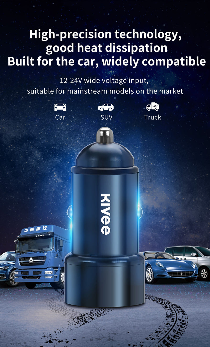 KIVEE UT202 car charger with Dual USB - 2.4 A Dark Blue - Sale Now