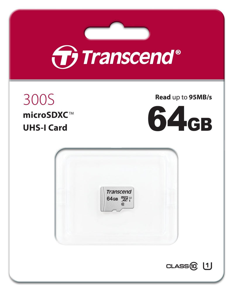 TRANSCEND TS64GUSD300S 64GB UHS-I U1 microSD w/o Adapter  (microSDHC I, C10, U1) - Sale Now