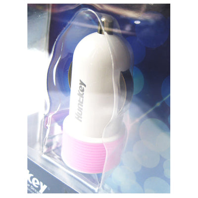 Huntkey Compact Car Charger for iPad & Smart Phone 5V 2.1A with MFI Cable - Pink (HKB01005021-0B) - Sale Now
