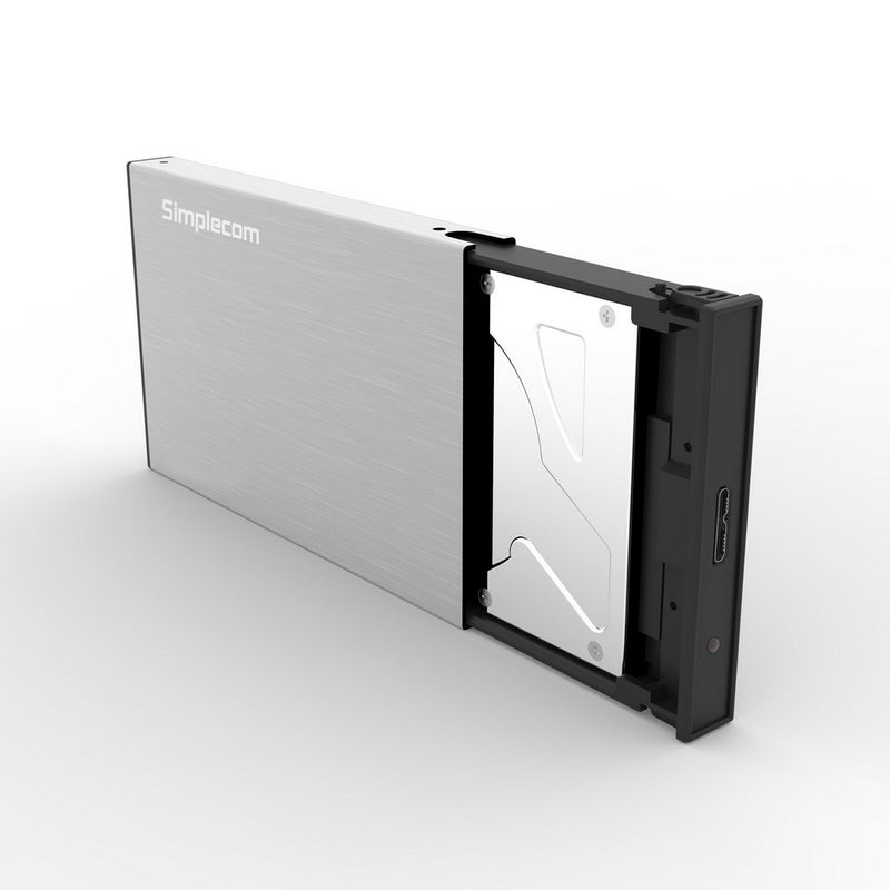 Simplecom SE218 Aluminium Tool Free 2.5" SATA HDD SSD to USB 3.0 Hard Drive Enclosure Silver - Sale Now