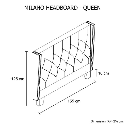 Milano Queen Size Charcoal Colour Headboard - Sale Now