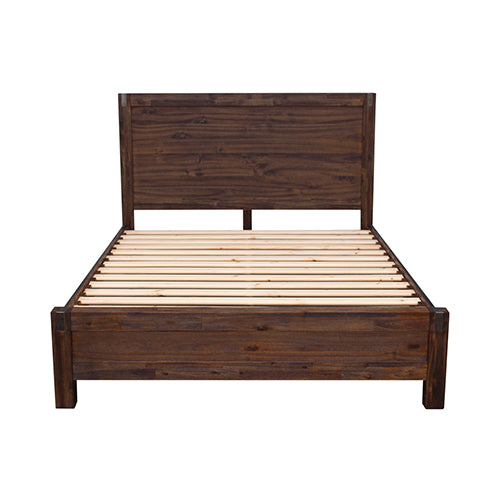 Nowra Bed Double charcoal Size Solid Veneered Acacia Panel Legs